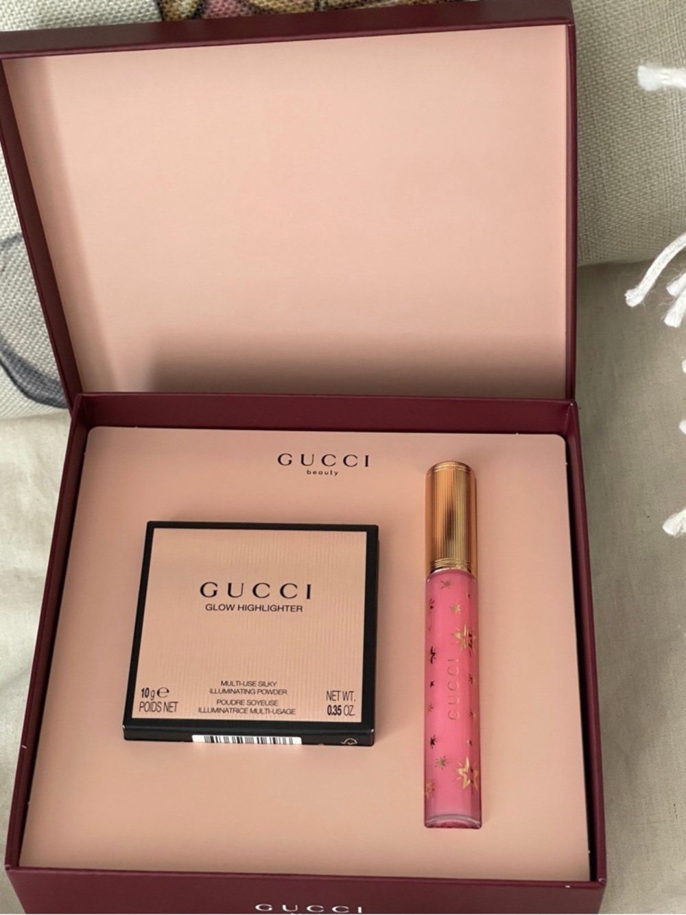 GUCCI Beauty Glow Highlighter Powder & Plumping Lip Gloss Set - Pink